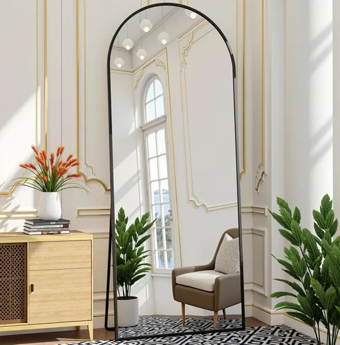 Miniatura 28 de Prywot Espejo arqueado de cuerpo completo, 70"x26" Espejo de pie independiente, Espejos modernos de cuerpo completo con soporte, Espejos de pared