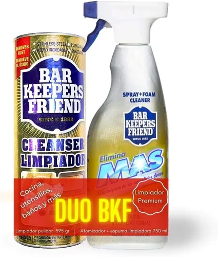 Bar Keeper's Friend Combo Pack – Spray and Foam Cleaner 25.4 oz y limpiador en polvo 21 oz
