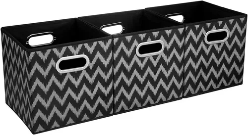 Miniatura 15 de Contenedores de almacenamiento de cubo plegable Cajas de almacenamiento de tela con inserciones de chevron Cajas de almacenamiento de tela plegables
