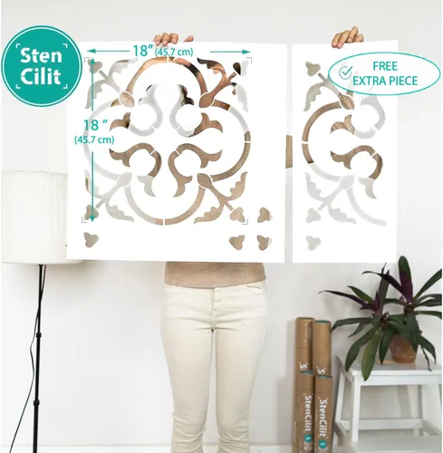 Miniatura 2 de STENCILIT® Scandinavian Plantilla grande para piso - XL de 18 x 18 pulgadas, plantilla de azulejos, plantillas para pintar pisos, plantillas