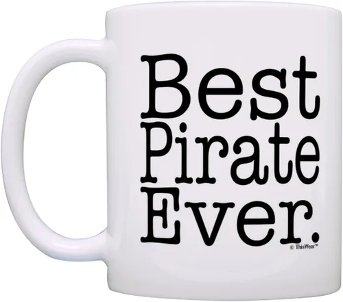 Miniatura 3 de ThisWear Pirate Gifts Best Pirate Ever Gag Gifts - Taza de café de cerámica de 11 oz con asa