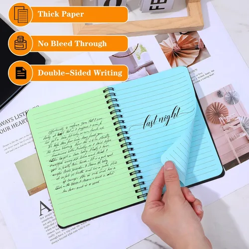 Miniatura 4 de Nodaaiie 8 Pack Spiral Notebook, 5x7 Inch Ruled Notebooks, Multi-Color Lined Paper, Perforated Memo Pads, Durable Poly Cover, 100 Sheets Each, for