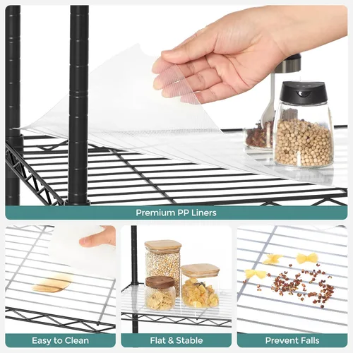 Miniatura 7 de SONGMICS Unidad de almacenamiento de 7 niveles, estantería de alambre, estante de metal de cocina con estantes ajustables, revestimientos de Negro