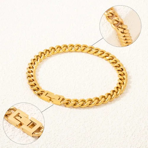 Miniatura 4 de Nocuswao Pulsera de eslabones cubanos para hombres y niños, joyería impermeable de acero inoxidable 316L, colores doradoplata y 78910 pulgadas