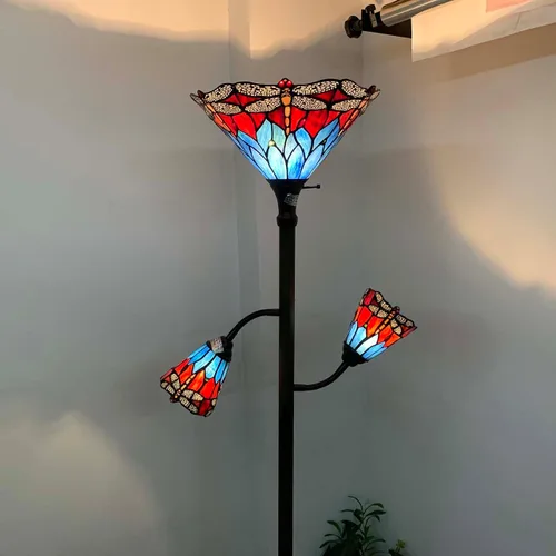 Miniatura 3 de Bieye L10835 Mission Tiffany Style Lámpara de pie de vidrio emplomado para lectura, trabajo y decoración, 3 luces, 70 pulgadas de alto