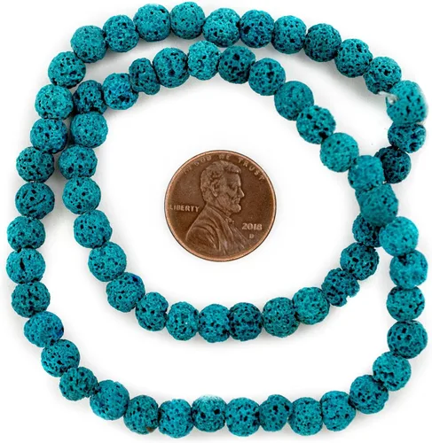 Miniatura 2 de TheBeadChest - Cuentas de lava volcánica azul turquesa (0.236 in)