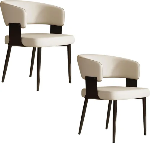 Miniatura 8 de Kitchen Chairs Set of 4, with Carbon Steel Legs and Pu Leather Cushion, Modern Dining Chairs Home, Kitchen, Office, Meetings(White,1pcs)