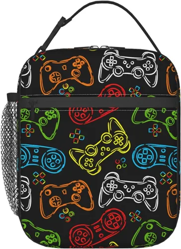 Miniatura 10 de Bolsa de almuerzo a cuadros negra y arco iris, portátil, reutilizable, con cremallera, para picnic, trabajo, oficina, viajes, escuela