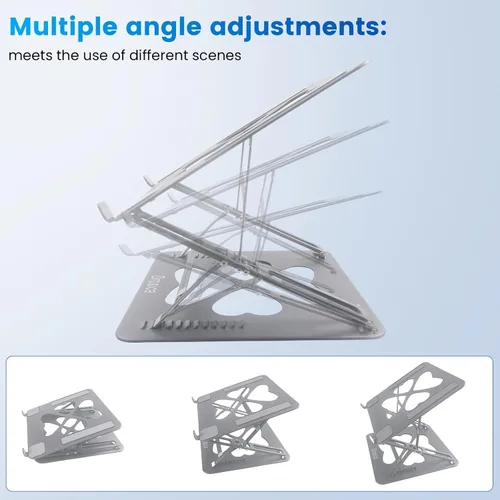 Miniatura 4 de Soporte mecánico de doble ángulo ajustable resistente para computadora portátil, soporta 55 libras, soporte ergonómico para computadora portátil
