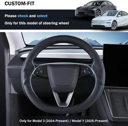 Miniatura 2 de Cubierta de volante para Tesla Model 3 Highland (2024-Presente) / Model Y Juniper (2025-Presente), antideslizante, agarre cómodo, transpirable