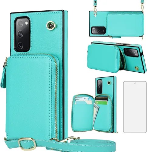 Miniatura 12 de Asuwish Funda de teléfono para Samsung Galaxy S20 FE 5G de 6.5 pulgadas con protector de pantalla y soporte para tarjetas con cremallera, soporte