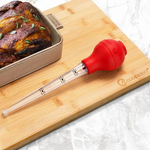 Miniatura 6 de JY COOKMENT Baster de pavo con cepillo para untar barbacoa, jeringa para hornear en casa y asar pavo, incluye bombilla de silicona desmontable