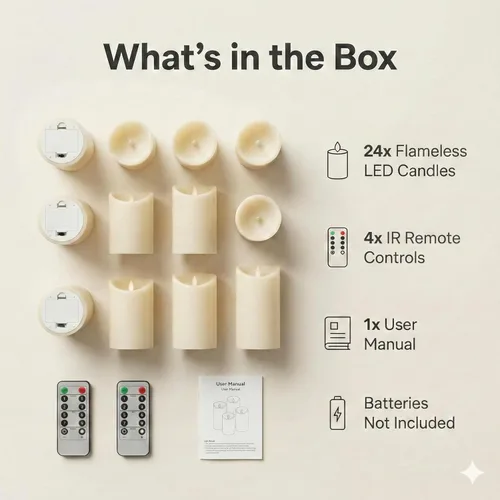 Miniatura 8 de Enido 24 piezas de velas LED sin llama con control remoto y temporizador, impermeables para exteriores, luces eléctricas parpadeantes y cálidas