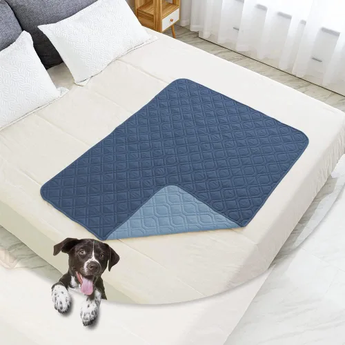 Miniatura 2 de Ameritex Funda Impermeable para Cama de Perro Manta para Mascotas para Muebles Cama Sillón Sofá Reversible Azul marino+azul piedra