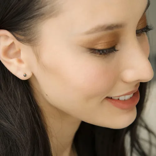 Miniatura 4 de HONEYCAT - Pendientes solitarios con punta de mineral de hierro pequeños joyería minimalista y delicada