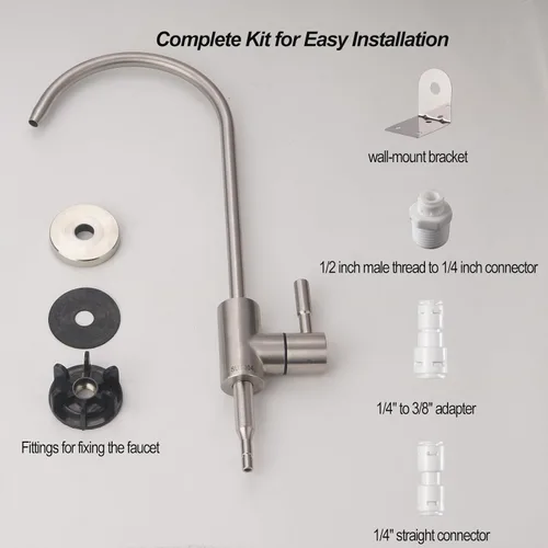 Miniatura 6 de Grifo de agua potable para la mayoría de ósmosis inversa y filtración de agua. Grifo de fregadero de acero inoxidable SUS304 níquel cepillado.