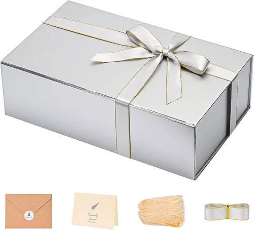 Miniatura 19 de LIFELUM Caja de regalo de 13.5 x 10 x 4 pulgadas, caja de regalo grande con tapas magnéticas, cajas de regalo negras para regalos de graduación