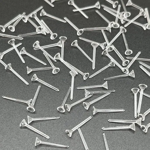 Miniatura 3 de Aretes transparentes para el trabajo, 300 pares de aretes transparentes y parte trasera de aretes, cabeza de copa de 0.118 pulgadas 0.118 in cabeza