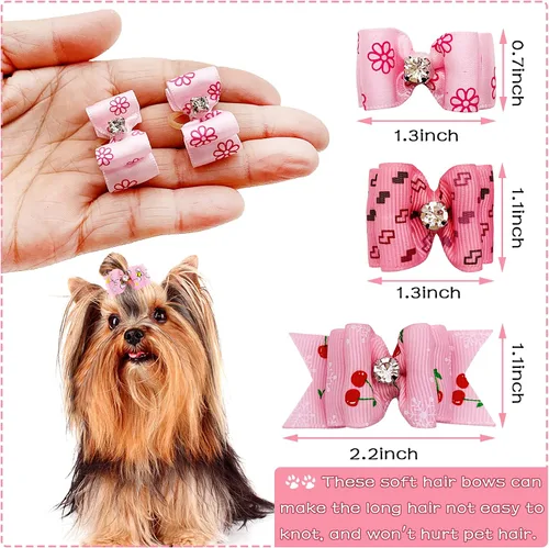 Miniatura 2 de PET SHOW Mixed Styles - Lazos para el pelo para perros pequeños con bandas de goma, accesorios de aseo para mascotas, gatos, cachorros, color rosa