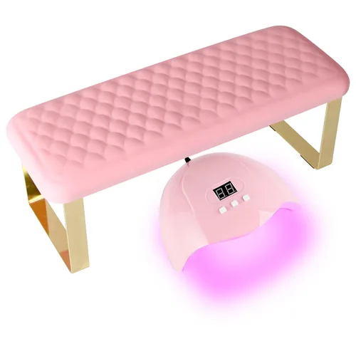 Reposabrazos para tecnología de uñas, piel sintética, diseño de pez, para manicura y pedicura, color rosa