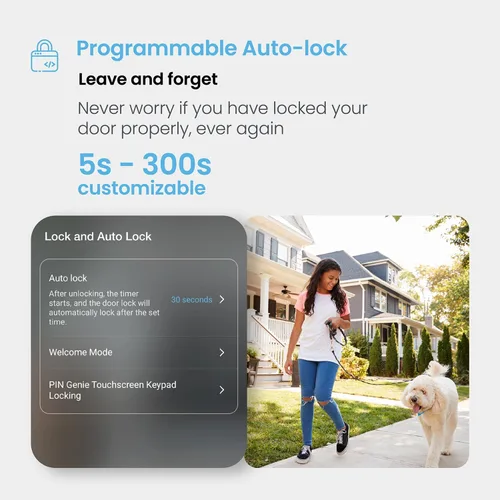 Miniatura 6 de Lockly Secure Pro Smart Deadbolt, cerradura inteligente Wi-Fi, entrada sin llave con teclado PIN Genie®, huella dactilar biométrica 3D, bloqueo