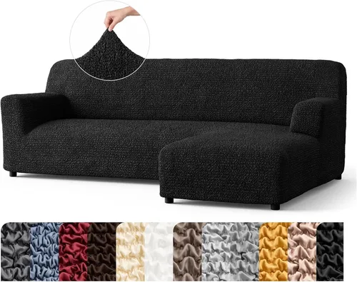 Miniatura 23 de PAULATO BY GA.I.CO. Funda de sofá modular, funda para sofá chaise longue en forma de L, fundas lavables para sofá esquinero, funda elástica de Gris