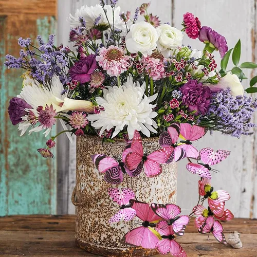 Miniatura 6 de Guirnalda de mariposa artificial, enredaderas decorativas de mariposa falsas, decoración colgante de mariposa única en 3D para pared del hogar, Rosa