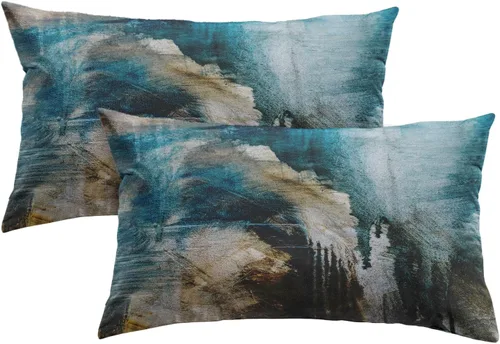 Miniatura 15 de Britimes Fundas de almohada modernas para decoración del hogar, 16 x 16 pulgadas, juego de 2 fundas de almohada decorativas, fundas de almohada
