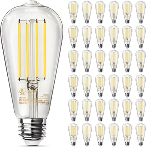 Miniatura 15 de TJOY Paquete de 4 bombillas LED Edison ámbar vintage, equivalente a 60 W, regulables, 8 W, 800 lúmenes, blanco suave de 2200 K, ST58, bombillas