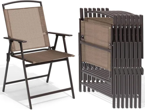 Miniatura 9 de Crestlive Products Juego de 4 sillas plegables para patio, paquete de 4, sillas de comedor al aire libre con reposabrazos para campamento, playa