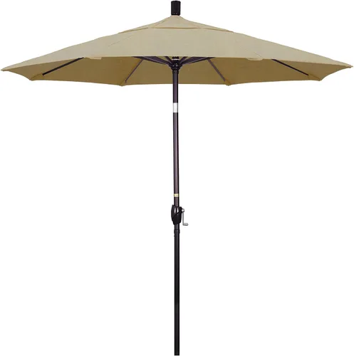 Miniatura 25 de California Umbrella Sombrilla redonda de aluminio de 7.5 pies, manivela elevadora, botón de inclinación, poste de bronce, Sunbrella Air Blue