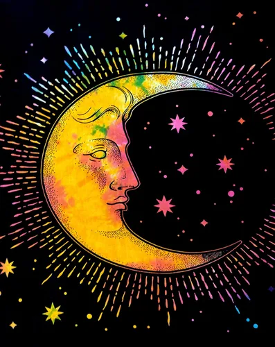 Miniatura 7 de INDIAN CRAFT CASTLE Tapiz psicodélico de luna para dormitorio, tapices estéticos, tapiz psicodélico, tapiz para colgar en la pared para decoración