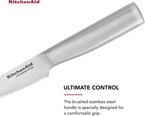 Miniatura 4 de KitchenAid Cuchillo de pelar de acero inoxidable forjado gourmet con cubierta de hoja de ajuste personalizado, cuchillo de cocina afilado, hoja