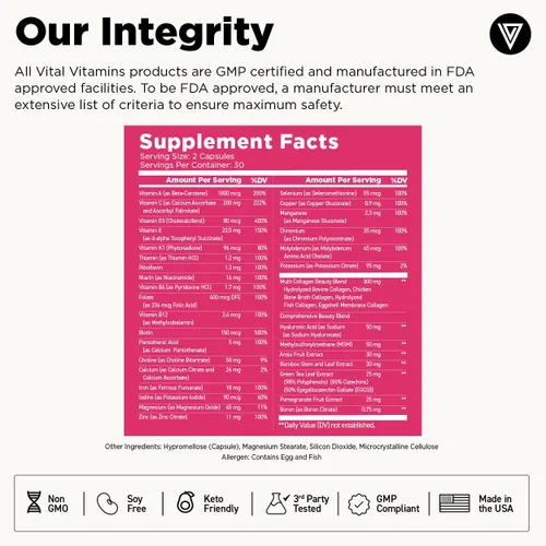 Miniatura 9 de Vital Vitamins Complejo de colágeno múltiple Plus + complejo multivitamínico para mujeres