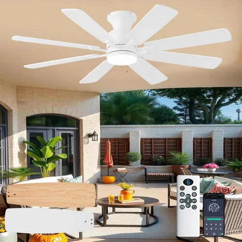Miniatura 10 de KNUN - Ventilador de techo negro de 52 pulgadas, ventiladores de techo de perfil bajo con luces y control remoto/APP, 8 aspas, silencioso, motor CC