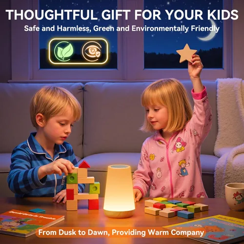 Miniatura 4 de Auxmir Luz Nocturna LED 2 Pack Lámpara de Mesita de Noche con Control Táctil y Remoto, Luz de Mesa Regulable con 13 Colores RGB Cambiantes, 5