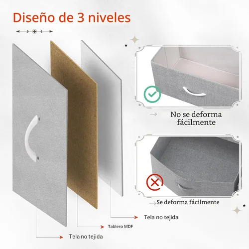 Miniatura 6 de WLIVE - Cómoda de tela con 5 cajones, cómodas altas para dormitorio, organizador de almacenamiento con cajones de tela, parte superior de madera