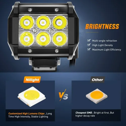 Miniatura 3 de Nilight 2 piezas de luces LED de 18 W para conducción, niebla y todoterreno, barra de luces con abrazadera de enganche de remolque de 2" y kit