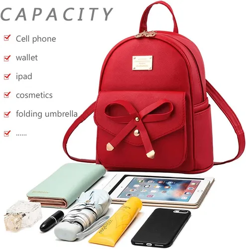 Miniatura 4 de Bonita mochila de piel con lazo para mujer