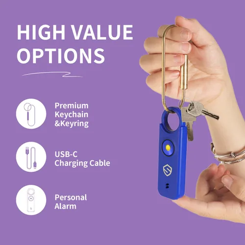 Miniatura 2 de Alarma personal para mujeres, hombres, niños, ancianos, autodefensa, diseñada por mujeres, altavoces adicionales de 140 DB, alarma con luz