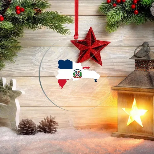 Miniatura 5 de Adorno de Navidad acrílico con forma de mapa de país, bandera nacional, recuerdo de acrílico impreso en dos caras, círculo de 3 pulgadas, recuerdo