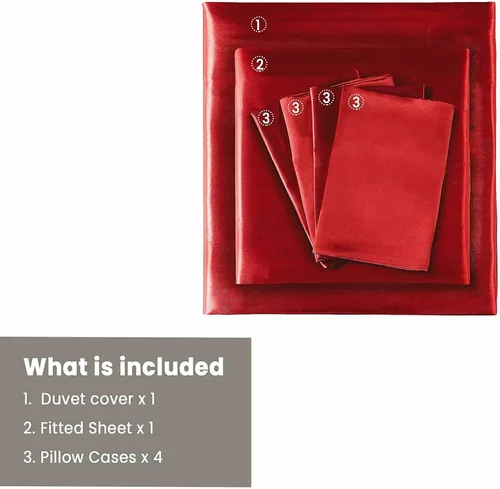 Miniatura 4 de Ahmedani Linen - Juego de sábanas de satén sexy de 6 piezas, 1 funda de edredón + 1 sábana bajera + 4 fundas de almohada, color azul marino