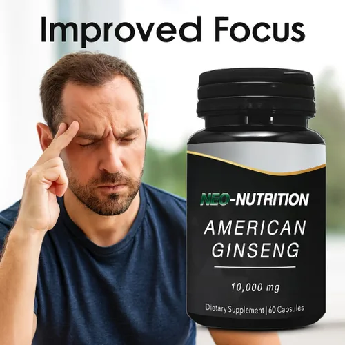 Miniatura 4 de AMERICAN GINSENG 10,000 mg de extracto de raíz de ginseng en polvo, píldoras de energía y enfoque para hombres y mujeres, potente raíz de ginseng