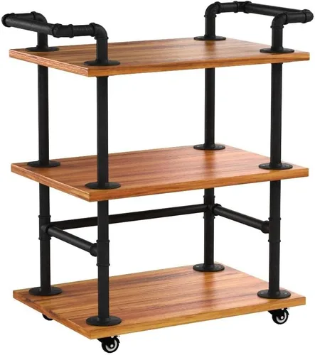 Miniatura 4 de Carritos industriales para barra de tubería/carritos de servir/carros de cocina/carritos de estante de vino con ruedas con estantes - Carros