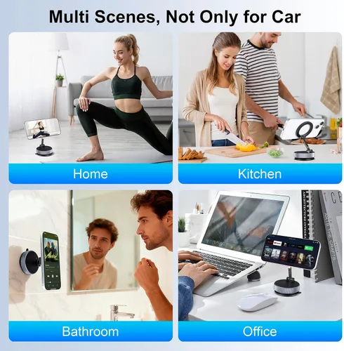 Miniatura 7 de Soporte magnético para teléfono con succión al vacío, soporte magnético ajustable de 360° para teléfono, plegable y retráctil, manos libres con Azul
