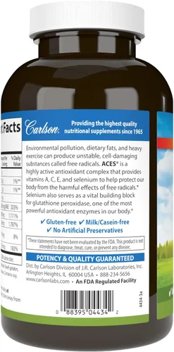 Miniatura 3 de Carlson - ACES, vitaminas A, C, E + selenio, salud celular y apoyo inmunológico, antioxidante, 300 cápsulas blandas
