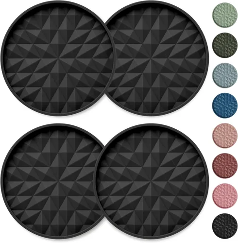 Posavasos de Silicona para Automóvil [Paquete de 4] Alfombrillas Universales Antideslizantes de 2.75 pulgadas, Accesorios Integrados para el