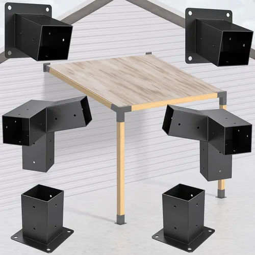 Miniatura 6 de Kit de pérgola para carpintería, 2 piezas, soportes para postes y vigas en T, soportes modulares para pérgola de tamaño modular para madera de 4 x