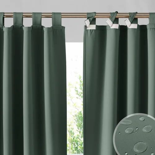Miniatura 29 de RYB HOME Cortinas para Exteriores para Patio - 2 Paneles Cortinas para Exteriores Desmontables con Parte Superior Adhesiva Impermeables Opacas