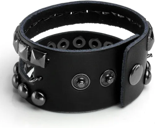 Miniatura 2 de Eigso Pulseras de cuero punk para hombres y mujeres, pulsera de cadena con tachuelas para hombre y mujer, Cuero, No es una piedra preciosa